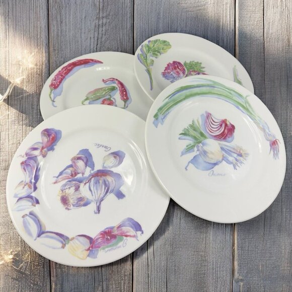 1995 RECO Culinary Concepts Plate Dish Set 4 Jacqui Morgan All Different Japan - Picture 1 of 16